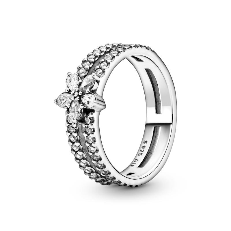 Pandora Dobbeltring ølv Med Snefnug 199236 - Pandora Fingerringe  - 1233690116877