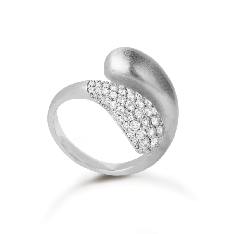 Bybiehl Sølv Ocean Flow Duo Ring med Zirkonia Sten