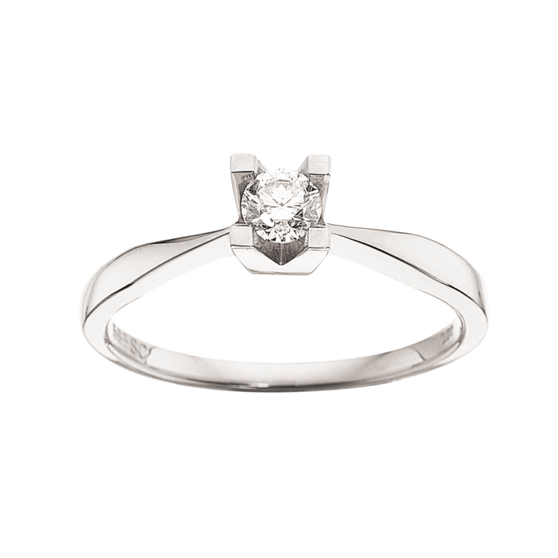 Kleopatra 14 Karat Hvidgulds Ring med 0,20ct Diamant