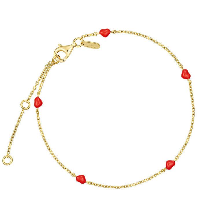 Metallic/Rød Design Letters Armbånd Little Big Love Guldrød - Design Letters Armbånd  - 5710498199845