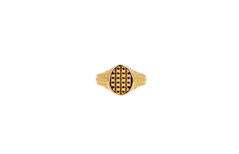 Guld Mini Oval Logo Signet Ring - Ix Studios Fingerringe  - 5714534015656