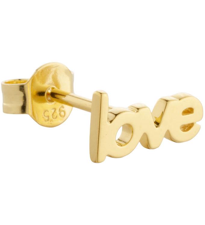 Metallisk Ørering med "Love" - 18k Guldbelagt Design