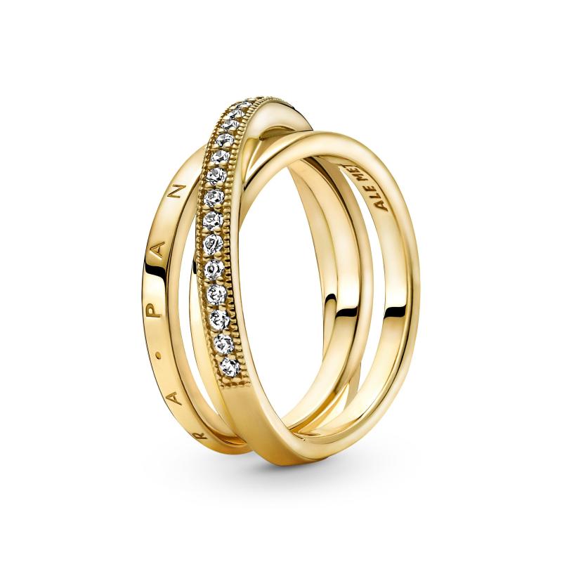 Pandora Forgyldt Bånd Ring Med Sten 169057c01 - Pandora Fingerringe  - 1233690157139