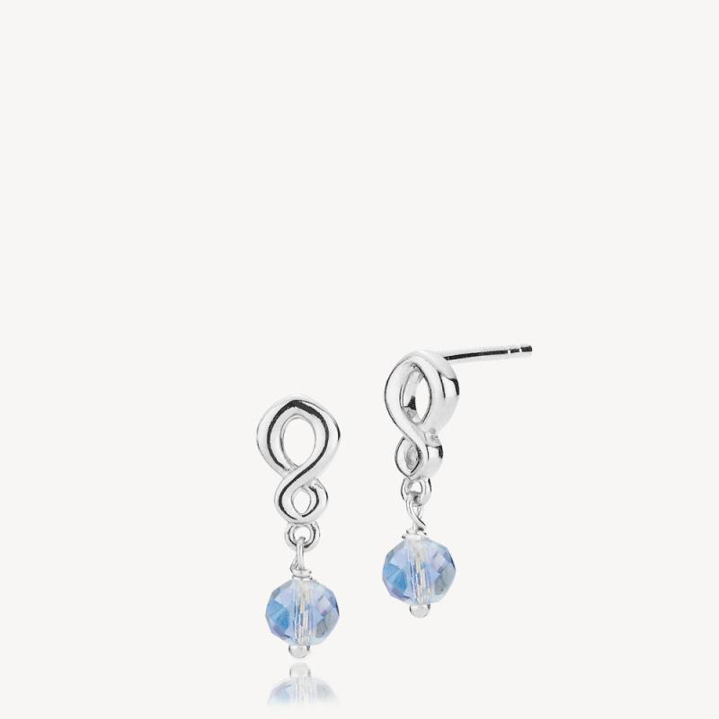 Sølv Majesty Aqua Øreringe med Krystalglas - Elegante Stykker