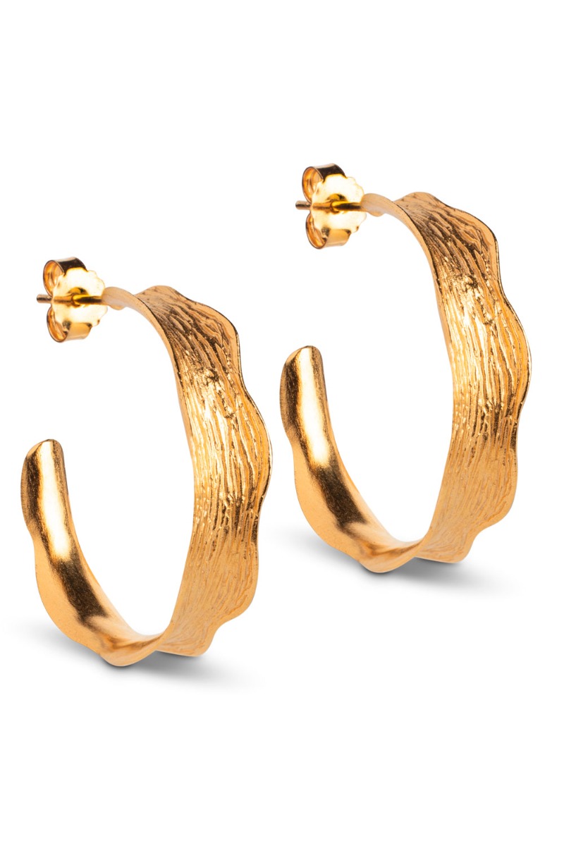 Guld Enamel Ane Hoops - Enamel Øreringe  - 5714274023591