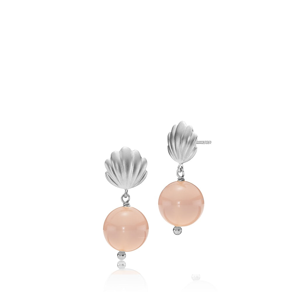 Pink Isabella Ørestikker Mat Sterlingsølv Med Calcedon - Izabel Camille Ørestikkere  - 5710143082508
