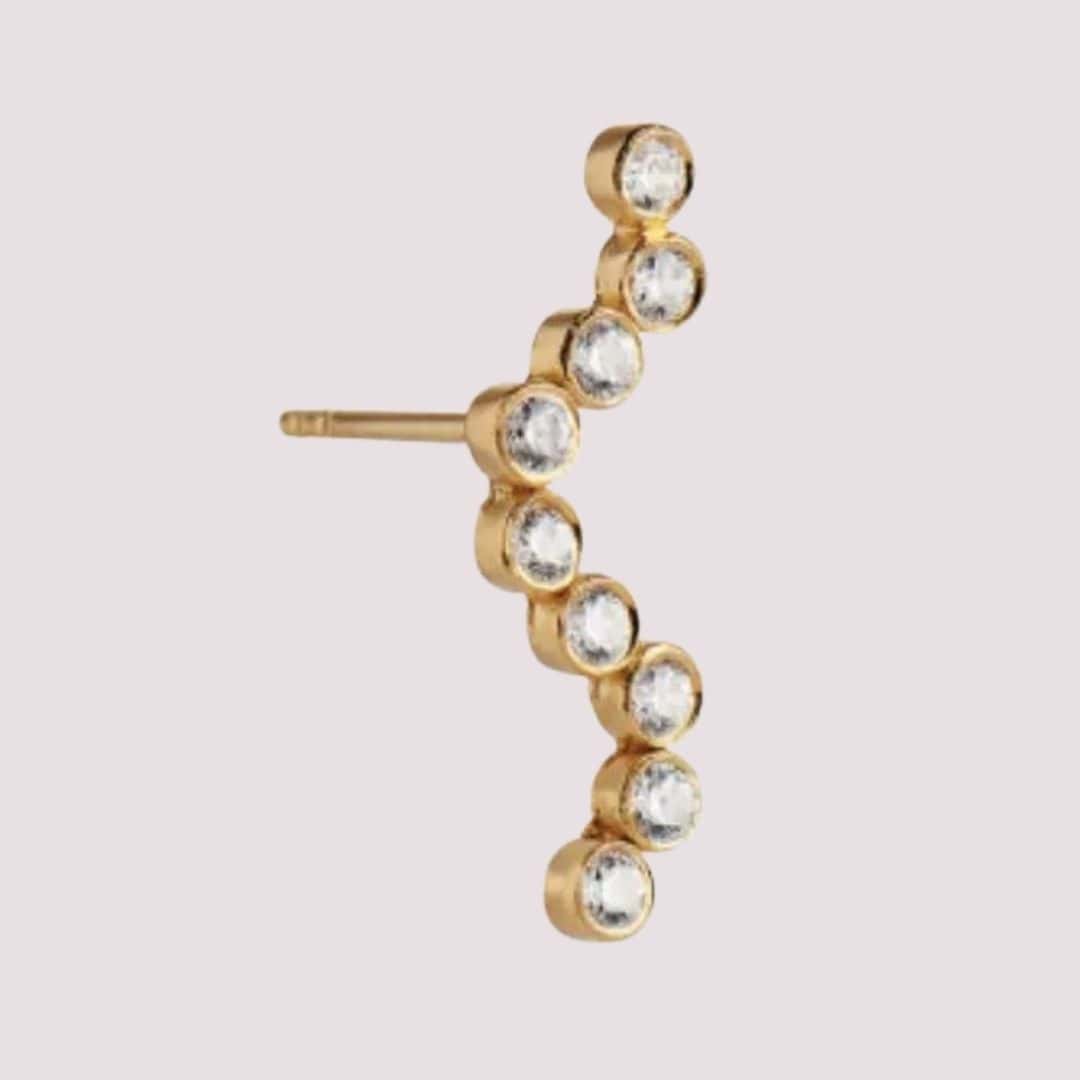 Hvid Midnight Sparkle Earring Gold Left Ørering Lang ørestik Guld Med E Sten Venstre - Stine A Øreringe  - 5712778017689