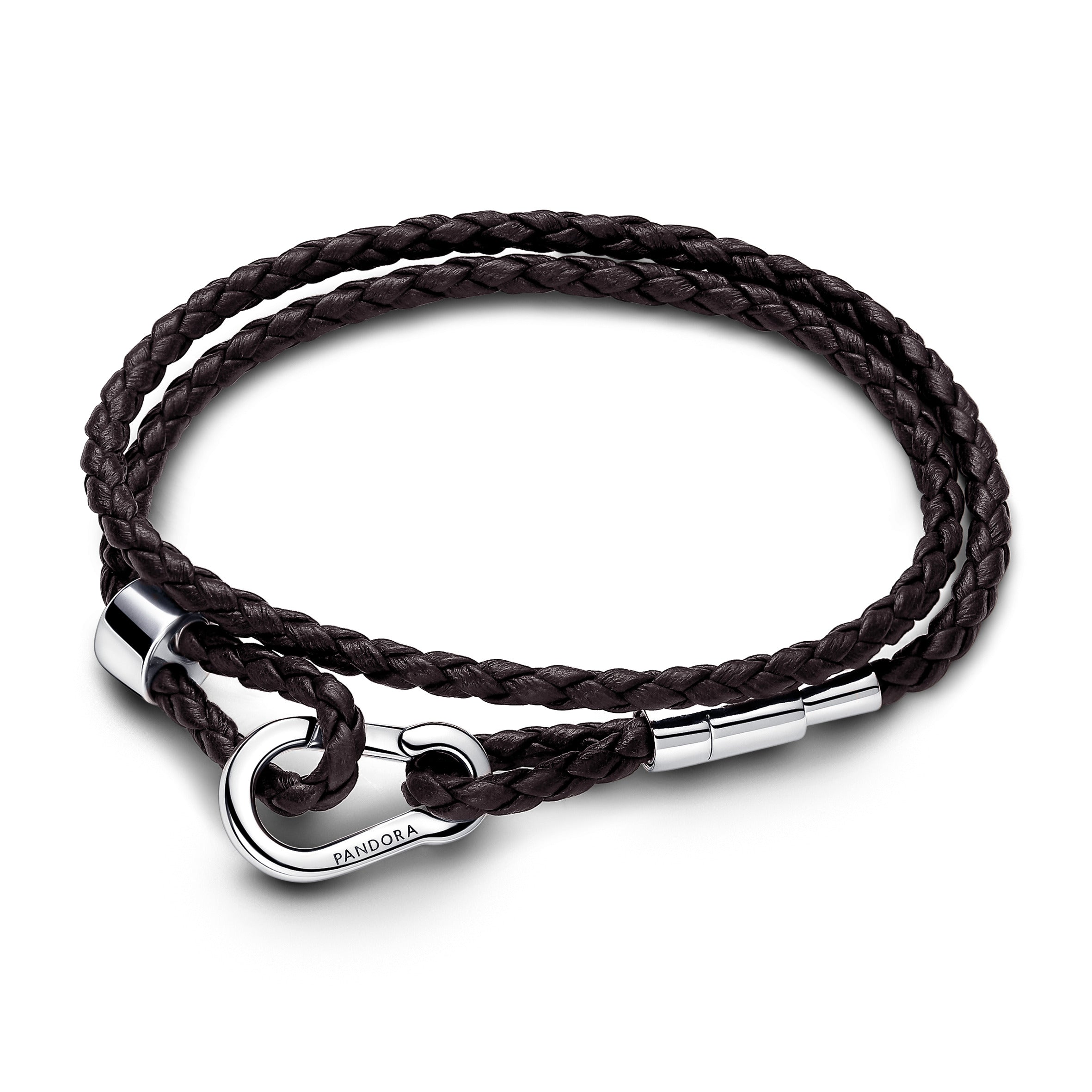 Pandora Moments Dobbelt Læder Armbånd Med Sølv Lås 593338c01 - Pandora Armbånd  - 1233690231914